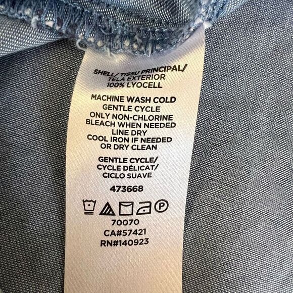 Loft chambray off shoulder blue blouse size S - Picture 6 of 7